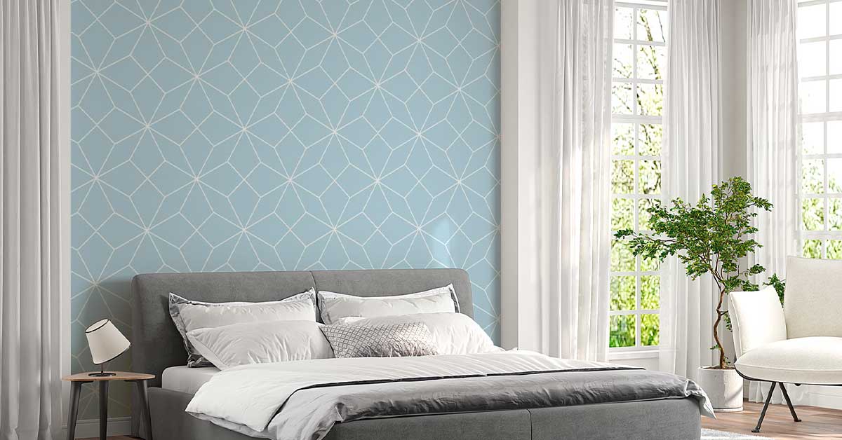 Tapet med blå mønstre