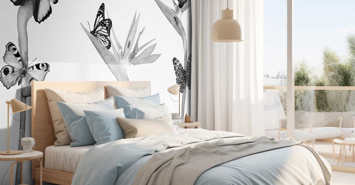 Tapet med insekter og sommerfugler