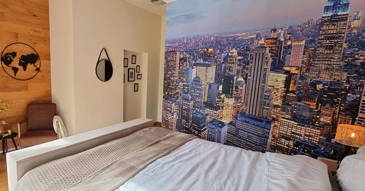 Skylines på fototapet