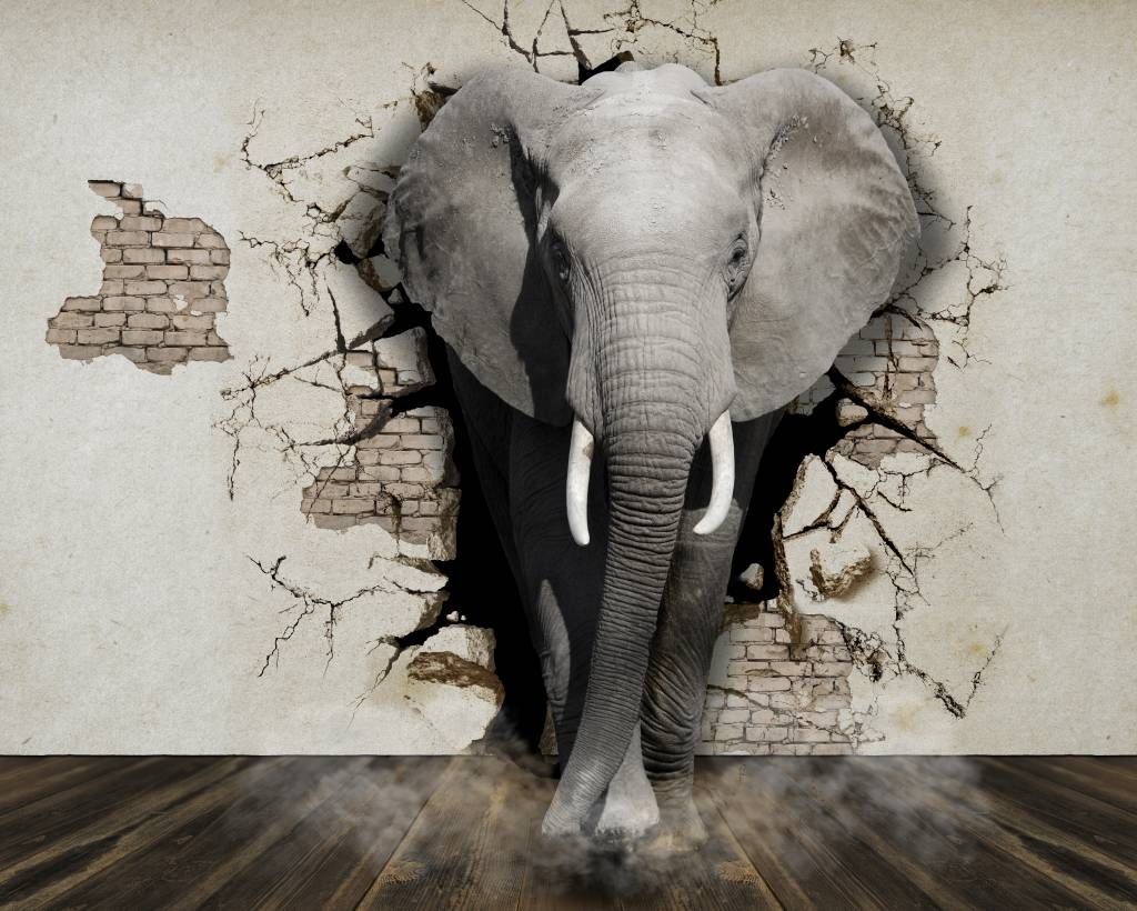 3D-elefant från väggen