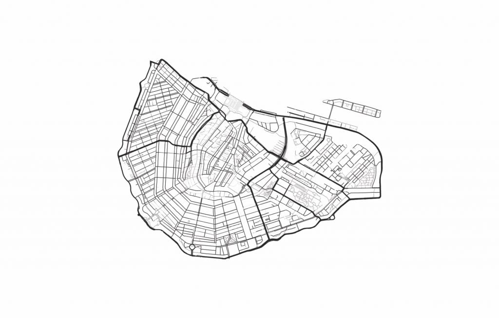 Amsterdams centrumkarta, vit