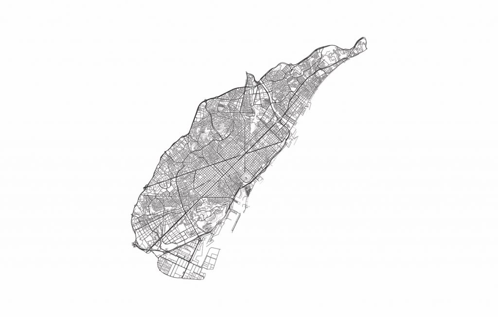 Karta över Barcelona, ​​vit