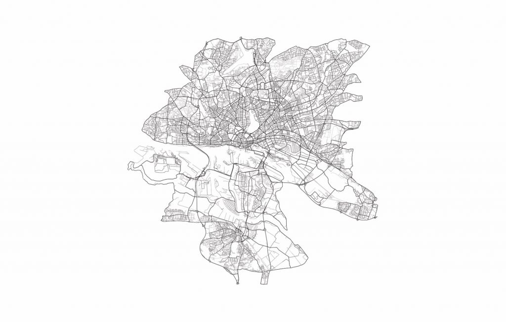 Karta över Hamburg, vit