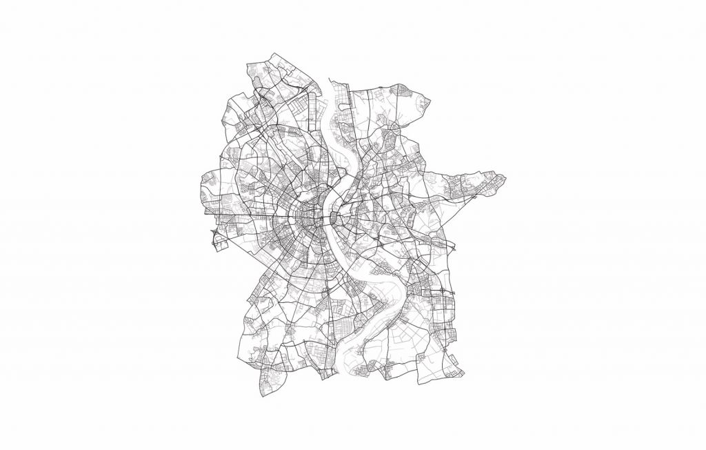 Karta över Köln, vit