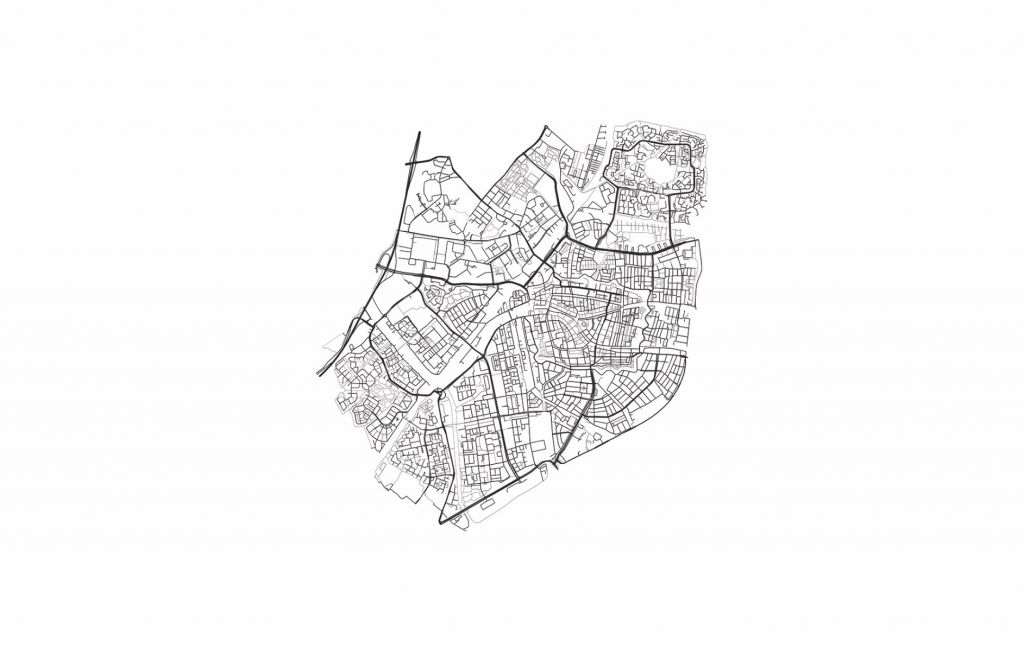 Karta över Leiden, vit