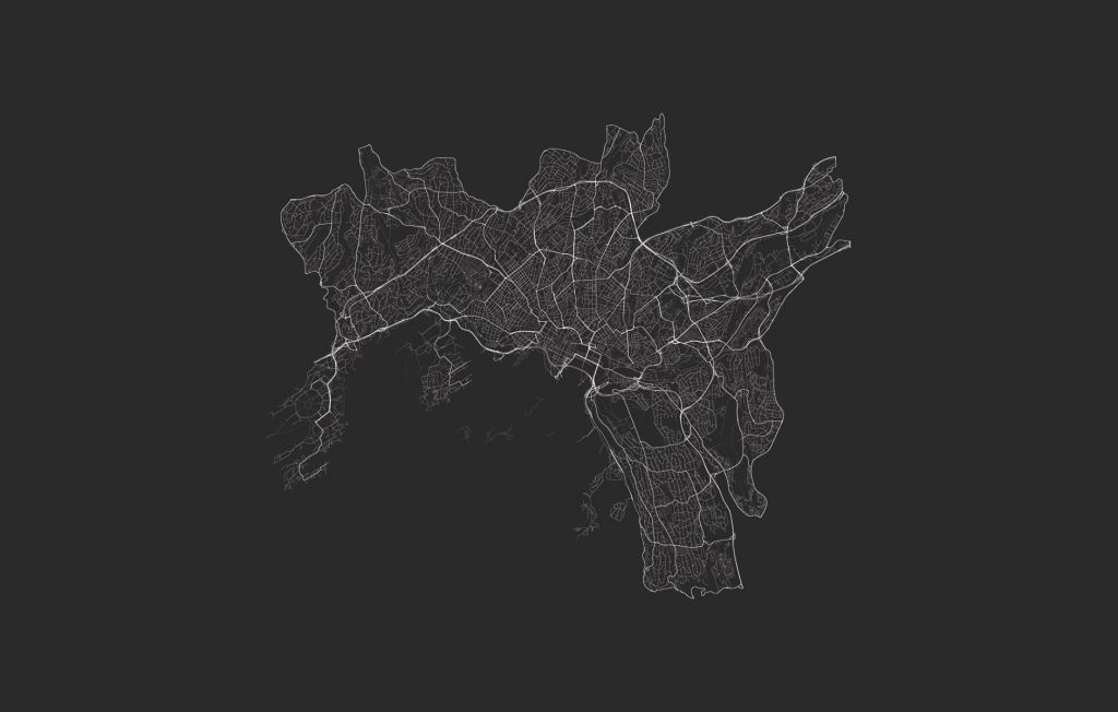 Karta över Oslo, svart