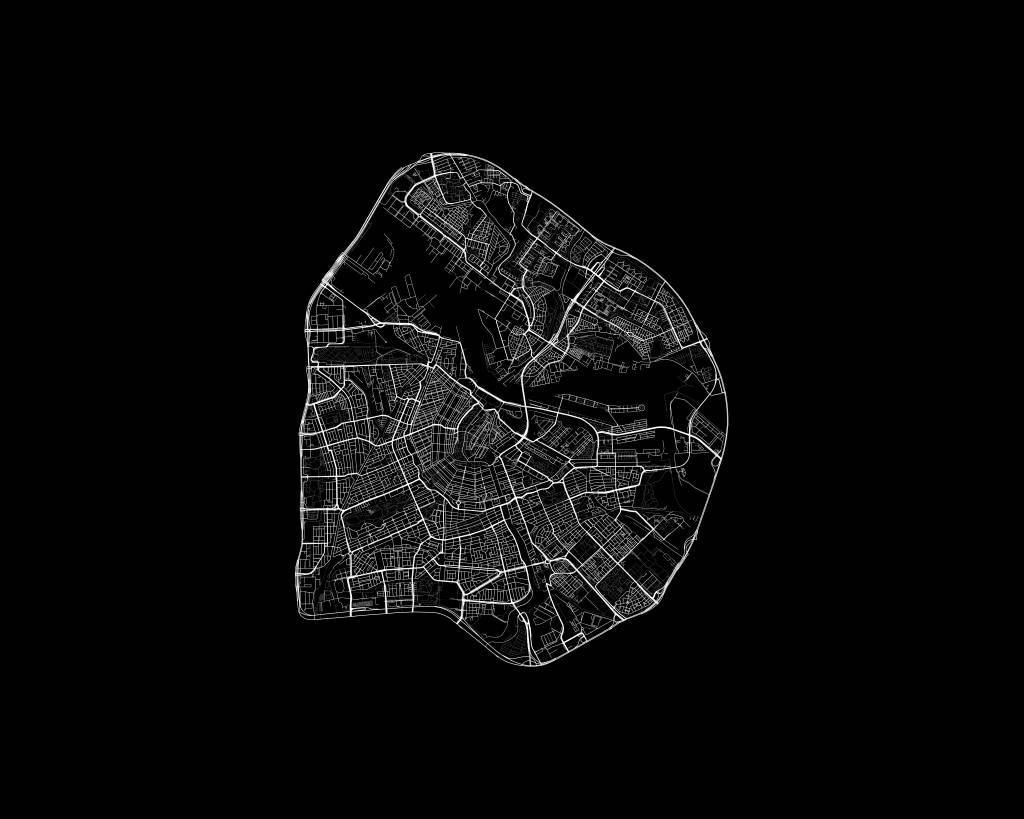 Karta över Amsterdam, svart