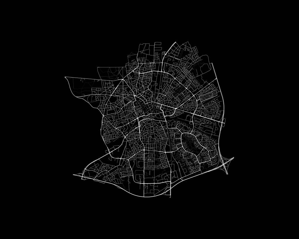 Karta över Apeldoorn, svart