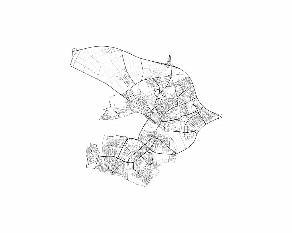 Karta över Arnhem, vit