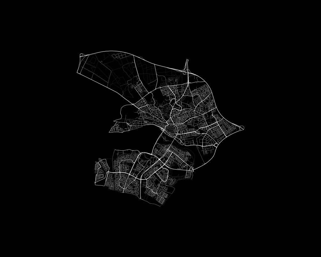 Karta över Arnhem, svart
