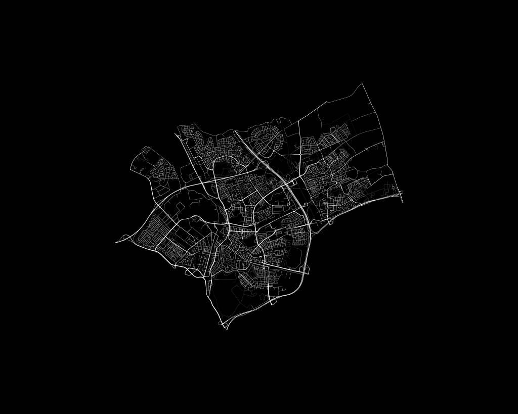 Karta över Den Bosch, svart