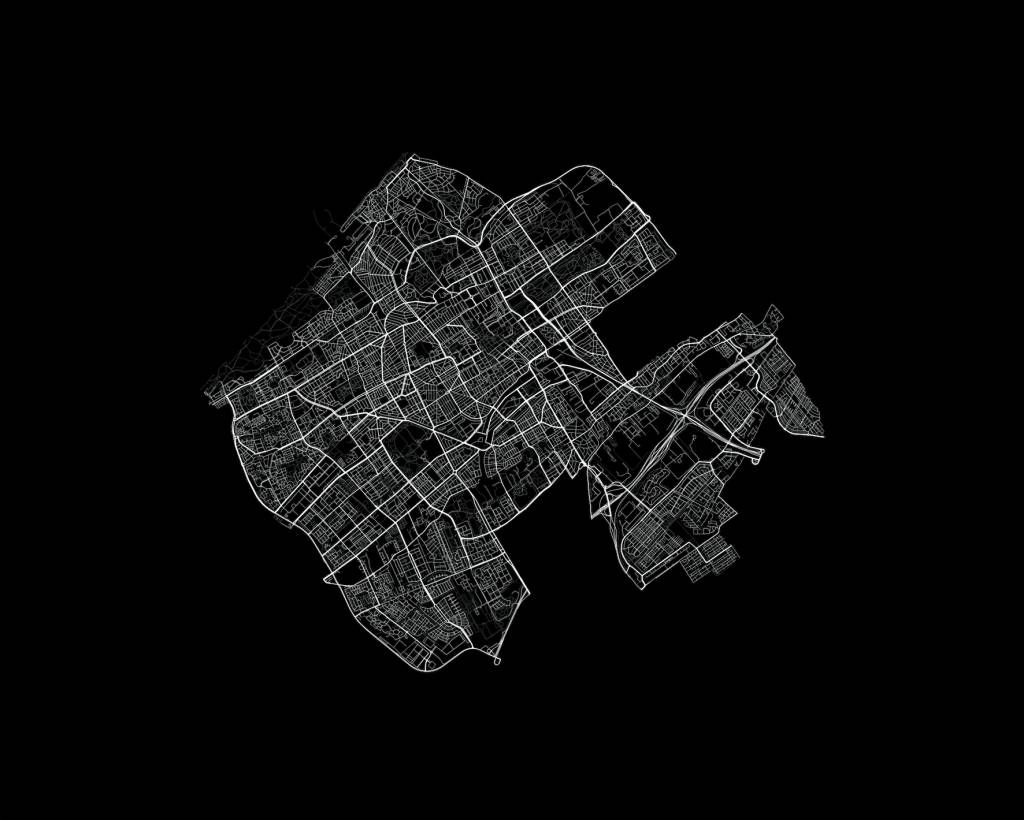 Karta över Haag, svart