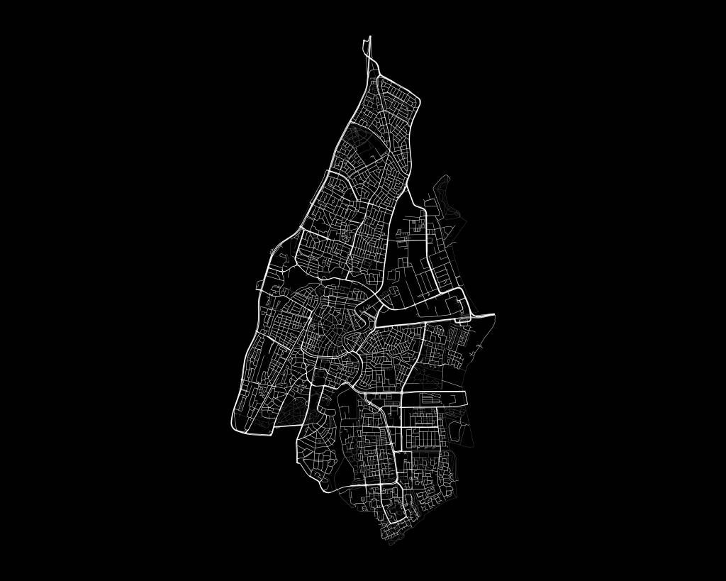 Karta över Haarlem, svart