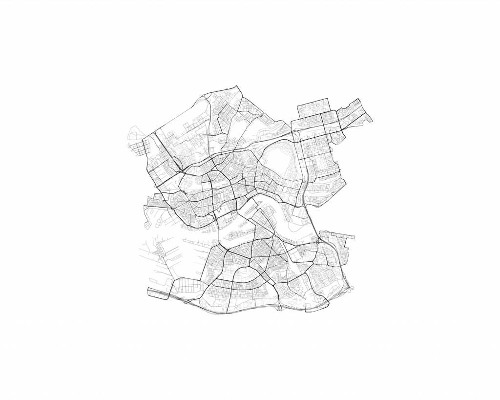 Karta över Rotterdam, vit