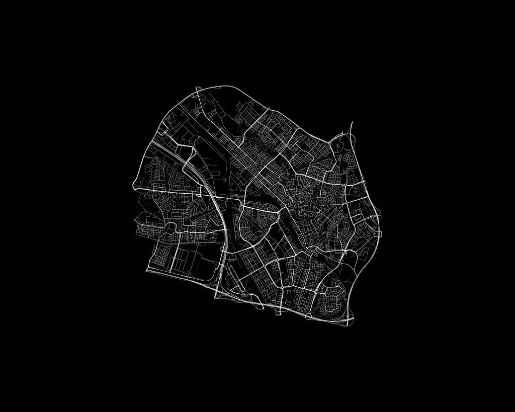 Karta över Utrecht, svart