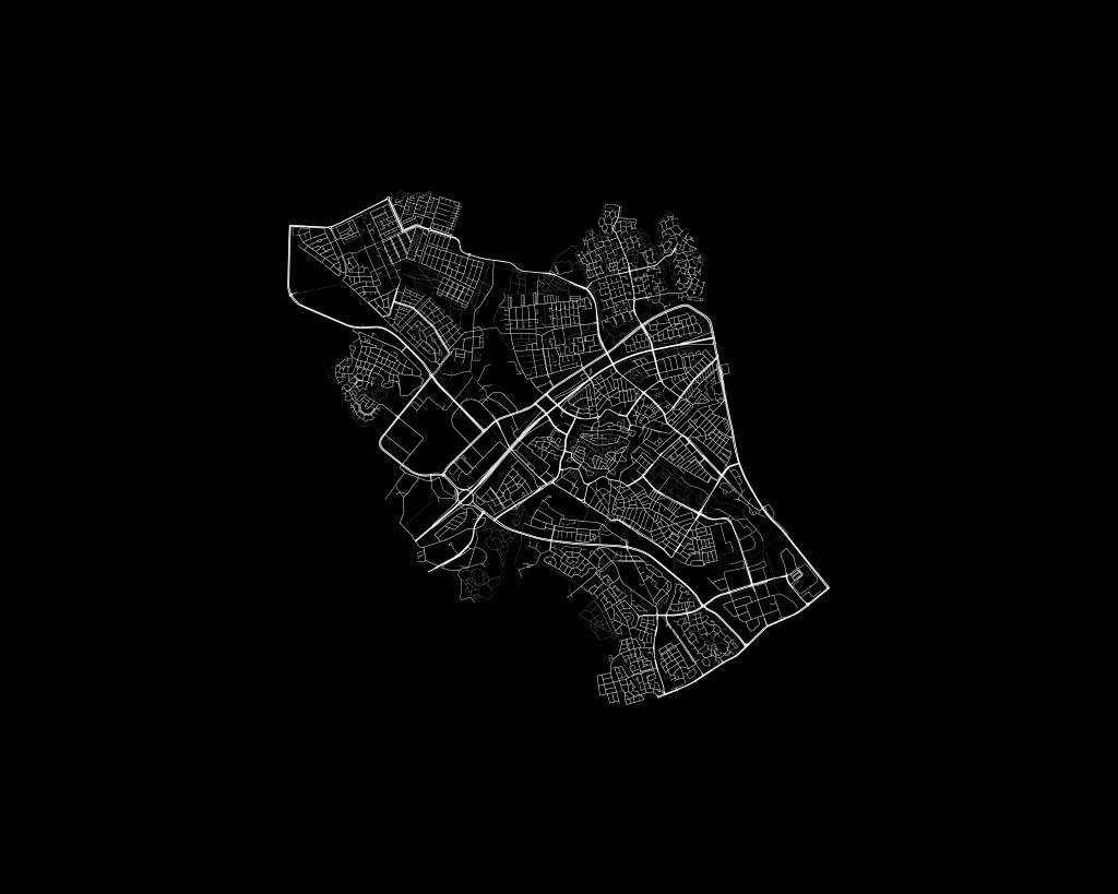 Karta över Zwolle, svart
