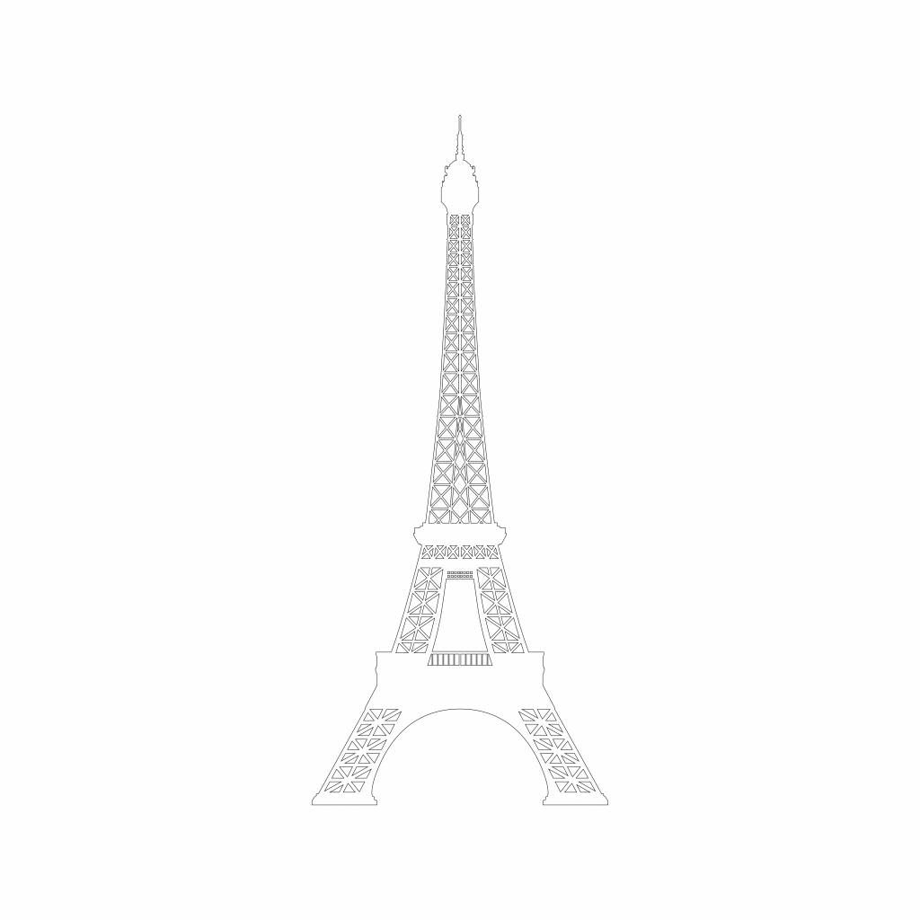 porträtt av Eiffeltornet, vitt
