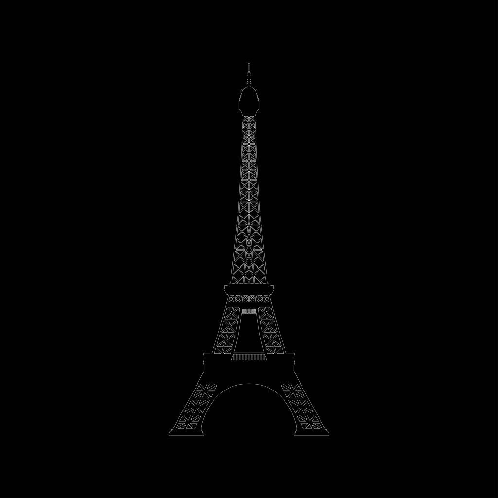 porträtt av Eiffeltornet, svart