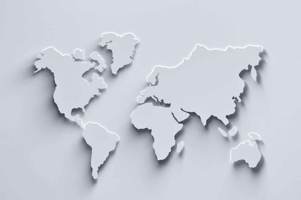 3D världskarta vit
