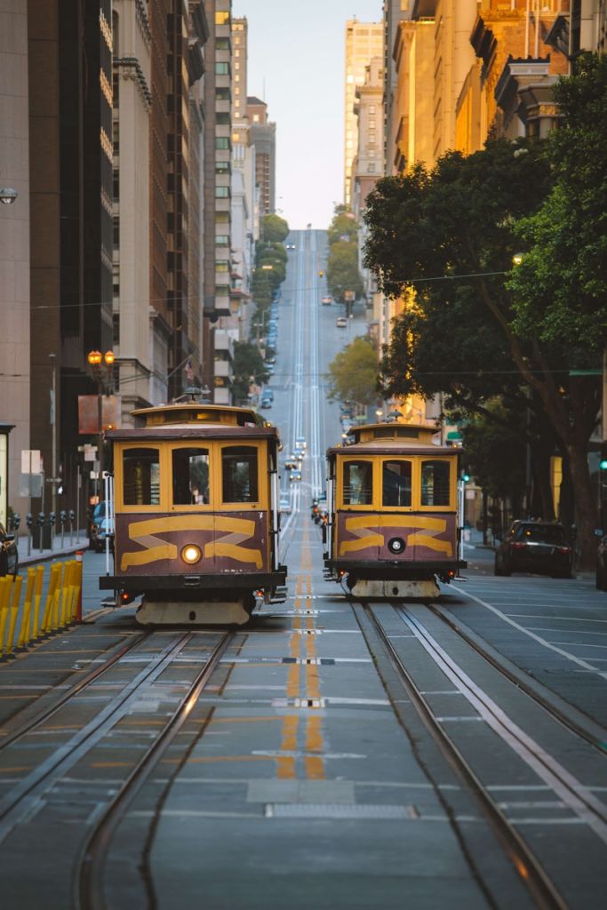 Gula spårvagnar i San Francisco USA