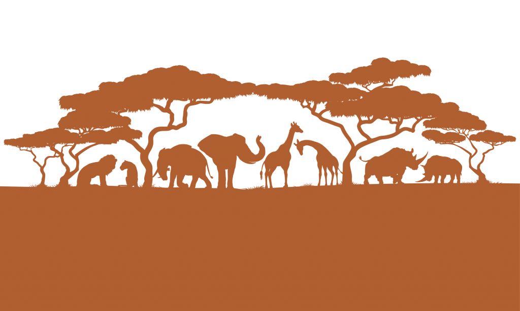 Silhuett safari djur, rost färg