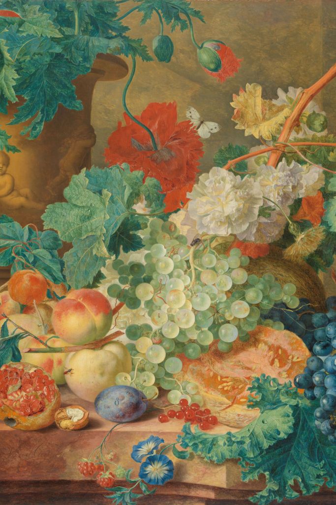 Stilleben med blommor och frukt, Jan van Huysum