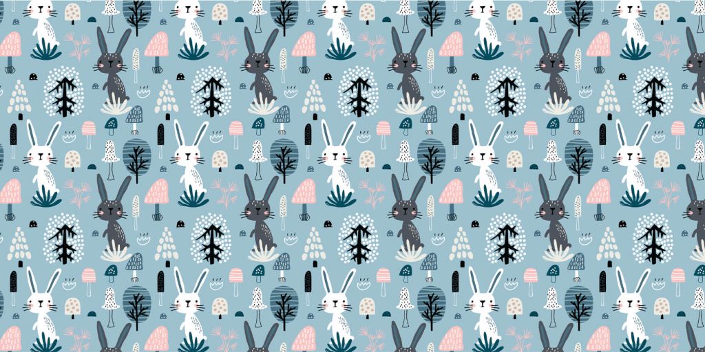 Blå kanin mönster