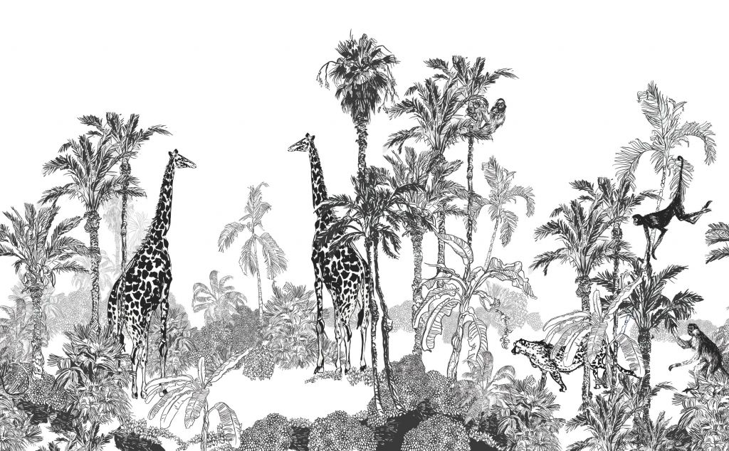 Skisserade djur i djungeln