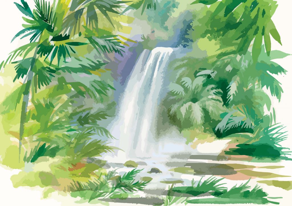 Illustration av vattenfall