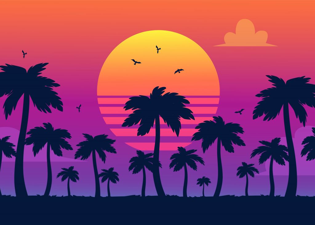 Illustration av en solnedgång