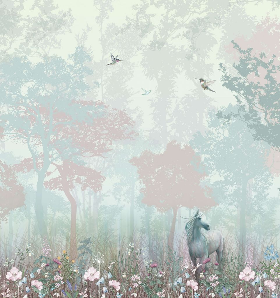 Blå och rosa skog