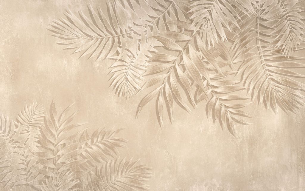 Strukturerade palmblad, beige