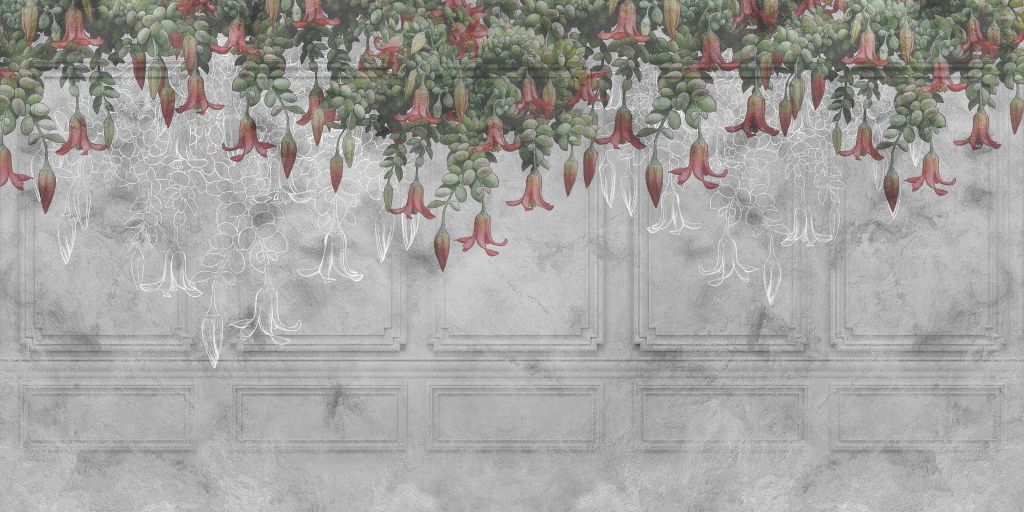 Klassisk grå panel med blomster