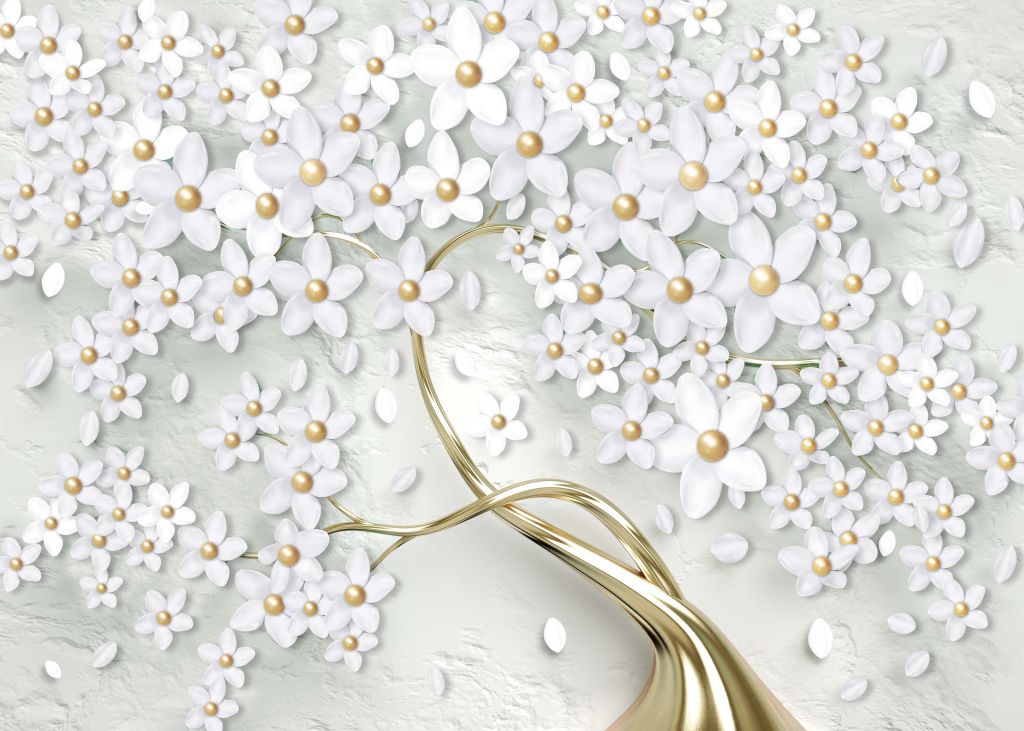 Gyllene vita blommor