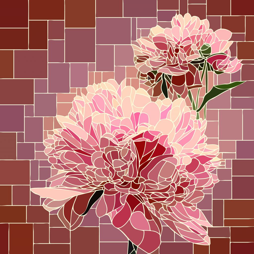 Rosa blommor mosaik