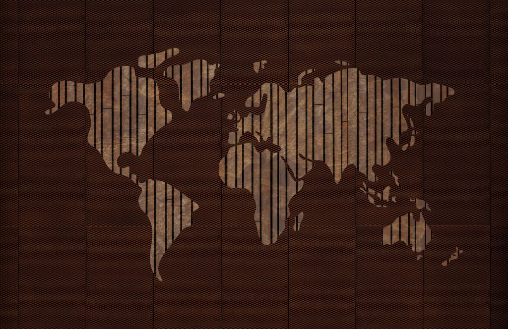 Världskarta med trästruktur