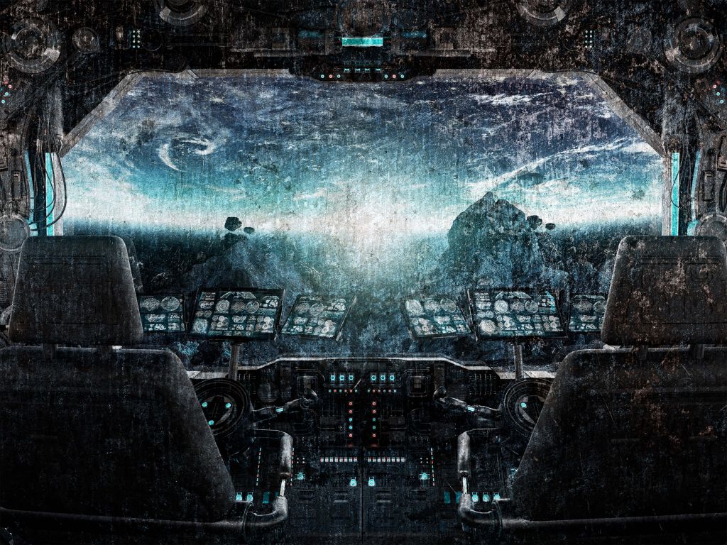 Cockpit i ett rymdskepp