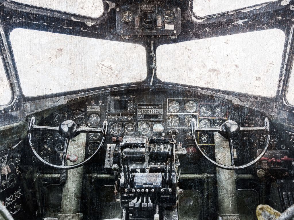 Vintage flygplans cockpit