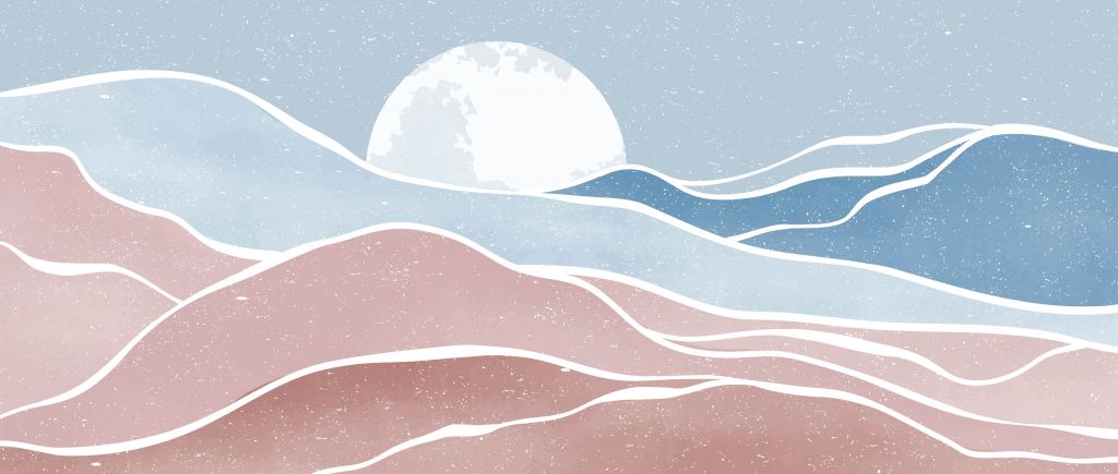 Färgade havsvågor med månen
