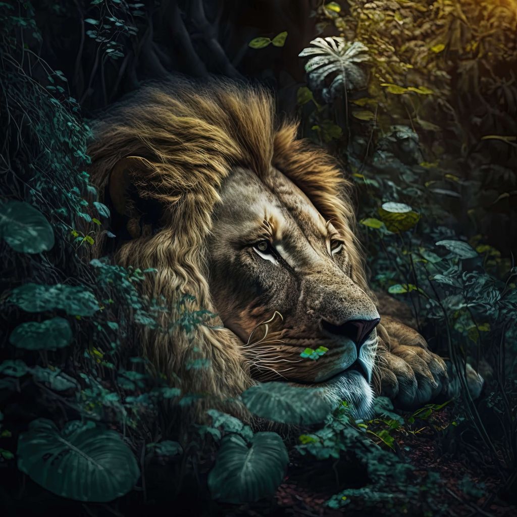 Kung lejon i djungeln