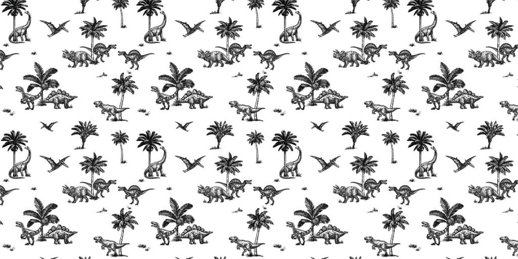 Dino-mönster i svart och vitt