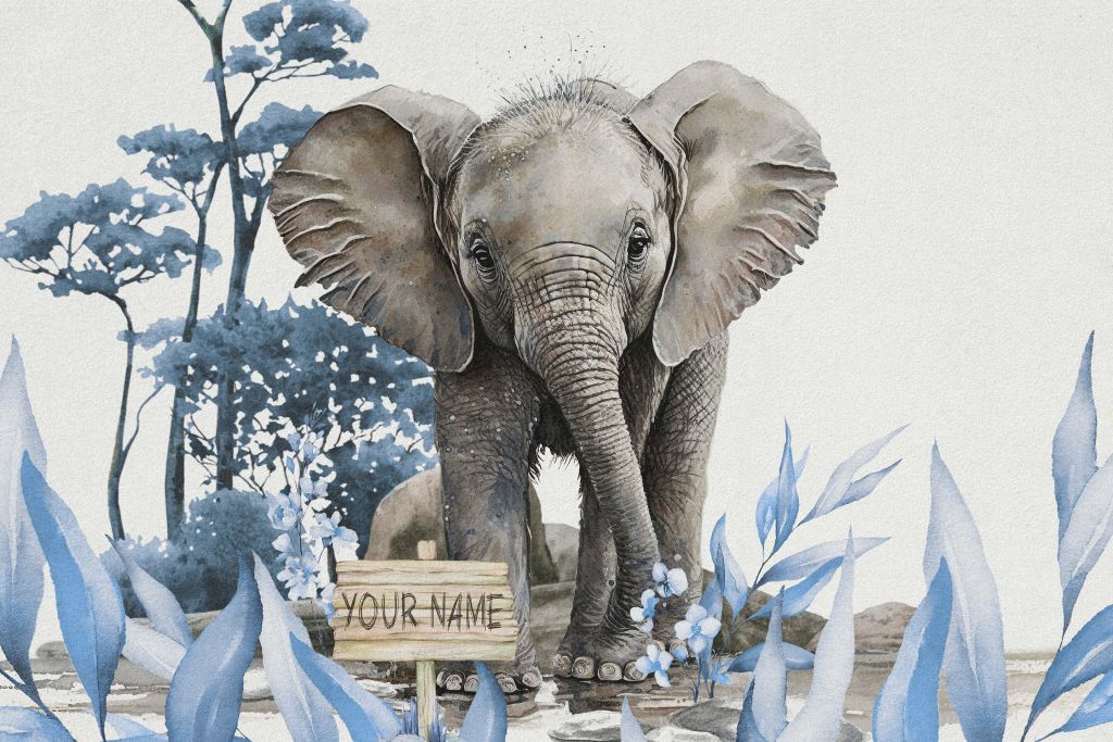 Elefant i junglen blå