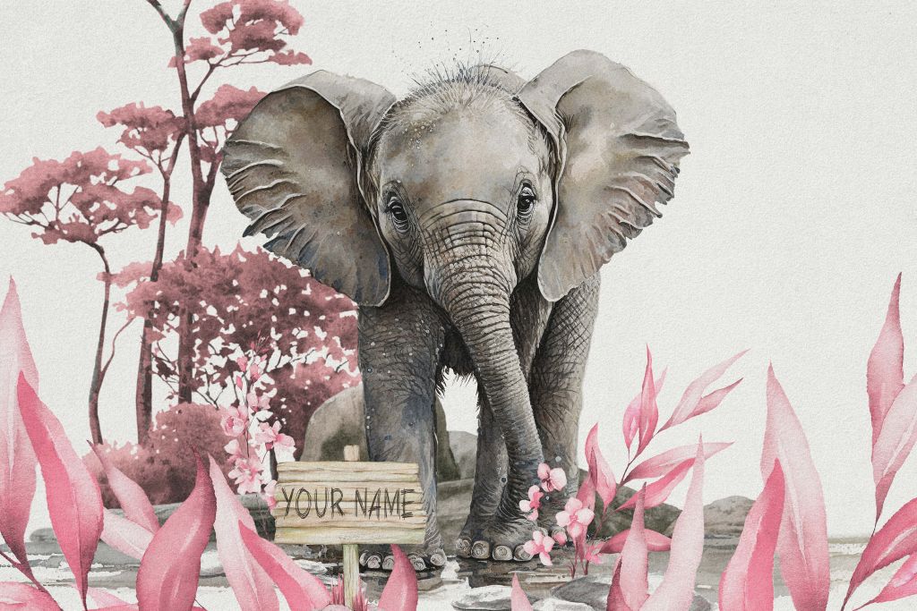 Elefant i junglen lyserød