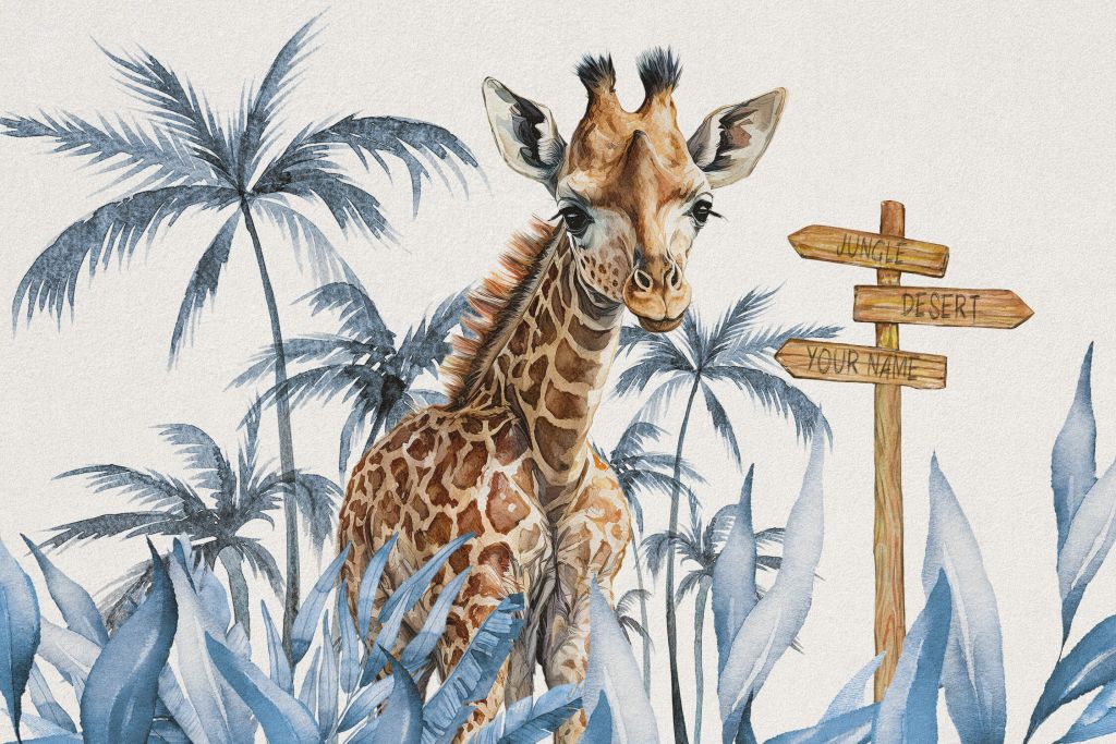 Giraffunge i djungeln blå