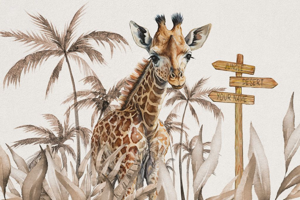 Baby-giraf i junglen taupe