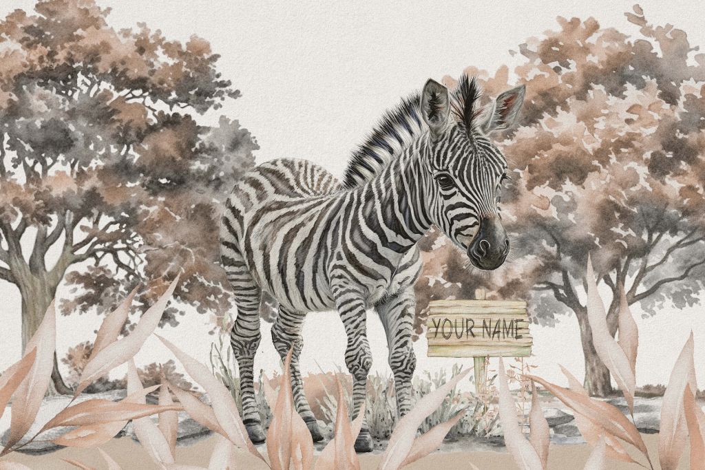 Ung zebra i naturen taupe