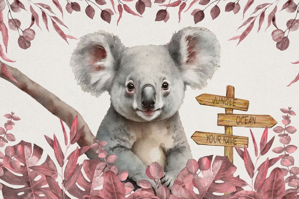 Baby koala i junglen lyserød