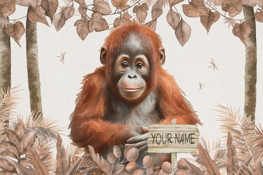Ung orangutang i djungeln taupe