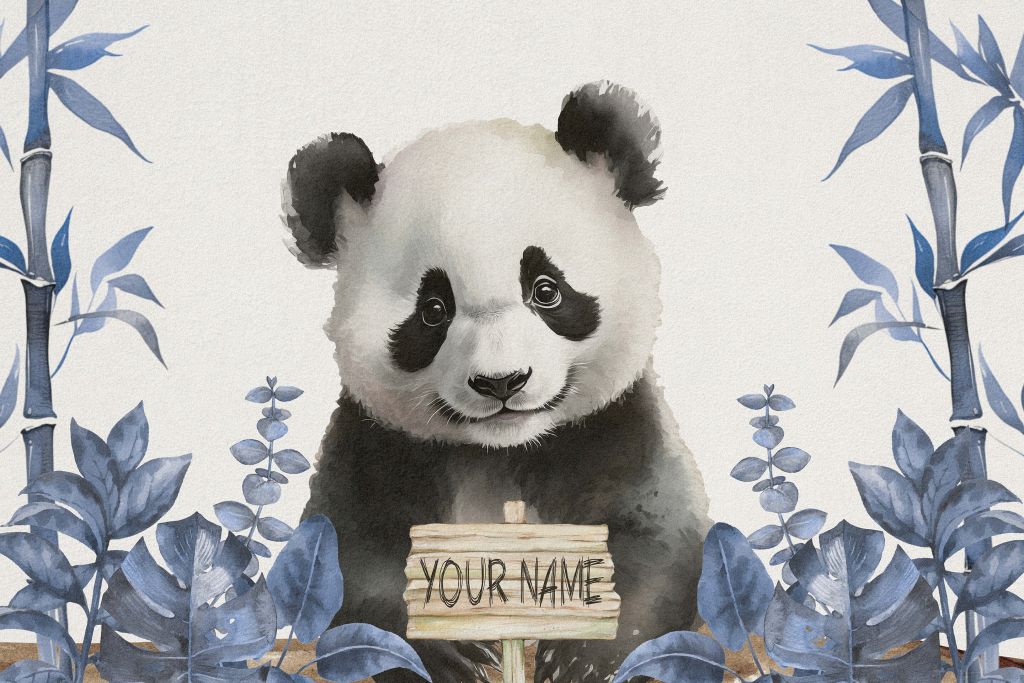 Pandaunge i jungelen i blått
