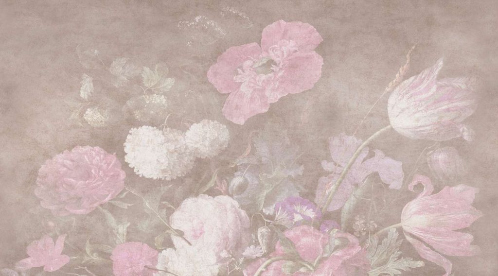 Barokkblomster stilleben - vintage pastellfarger